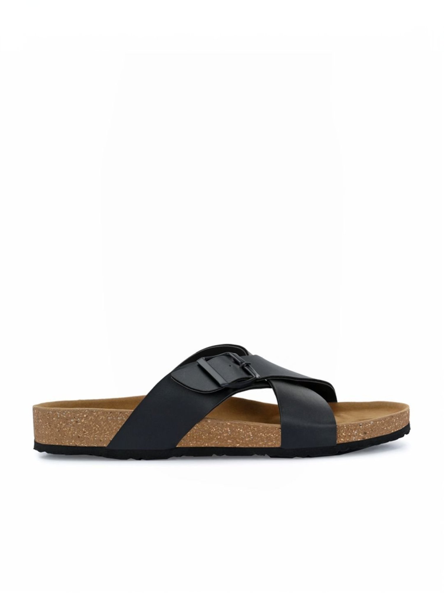 Hoversole Men's Grey Cork Cross Strap Sandals