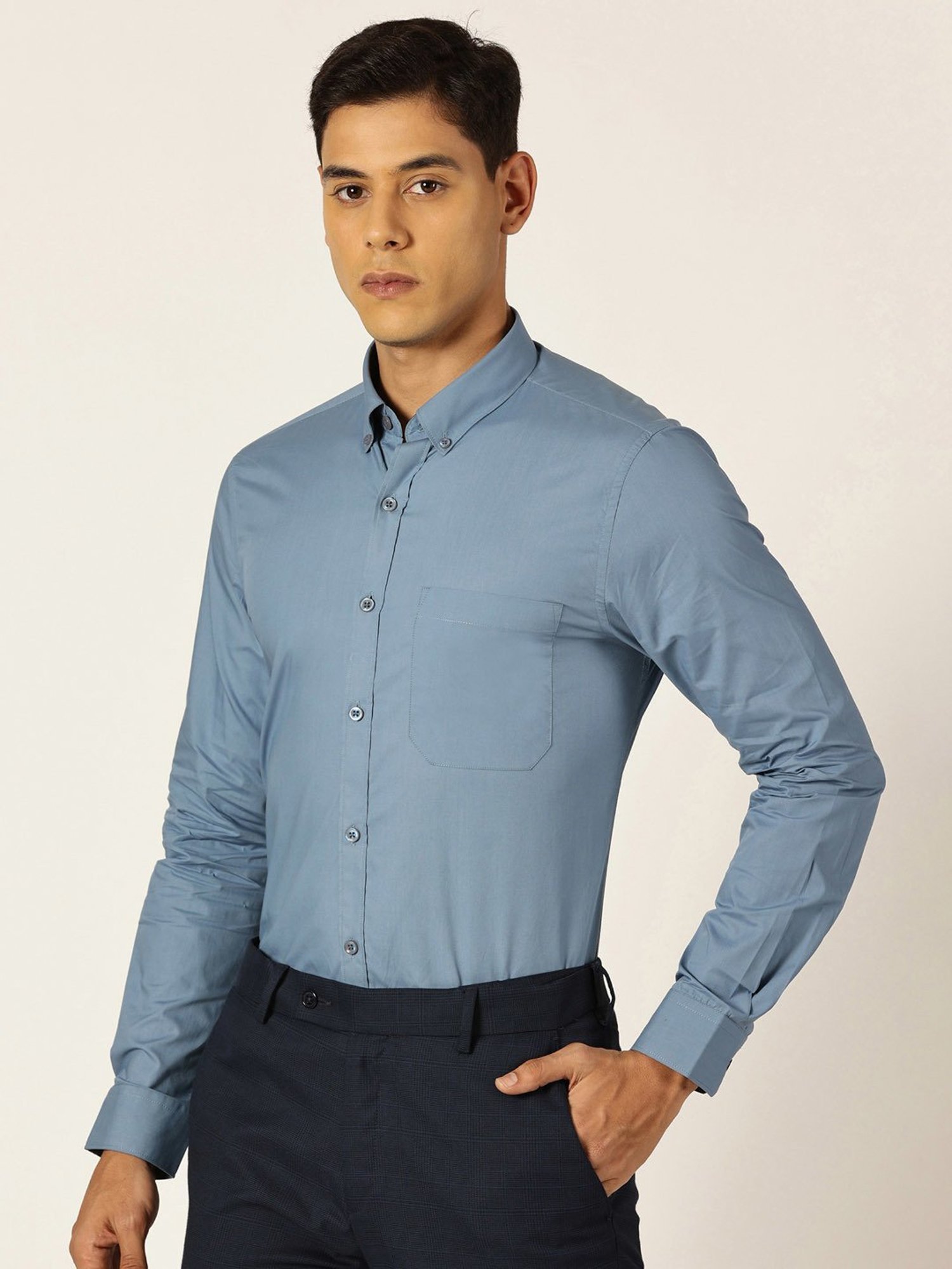 Thomas Scott Light Blue Smart Fit Cotton Shirt