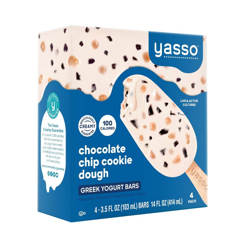 Yasso Frozen Greek Yogurt - Chocolate Chip Cookie Dough Bars - 4ct