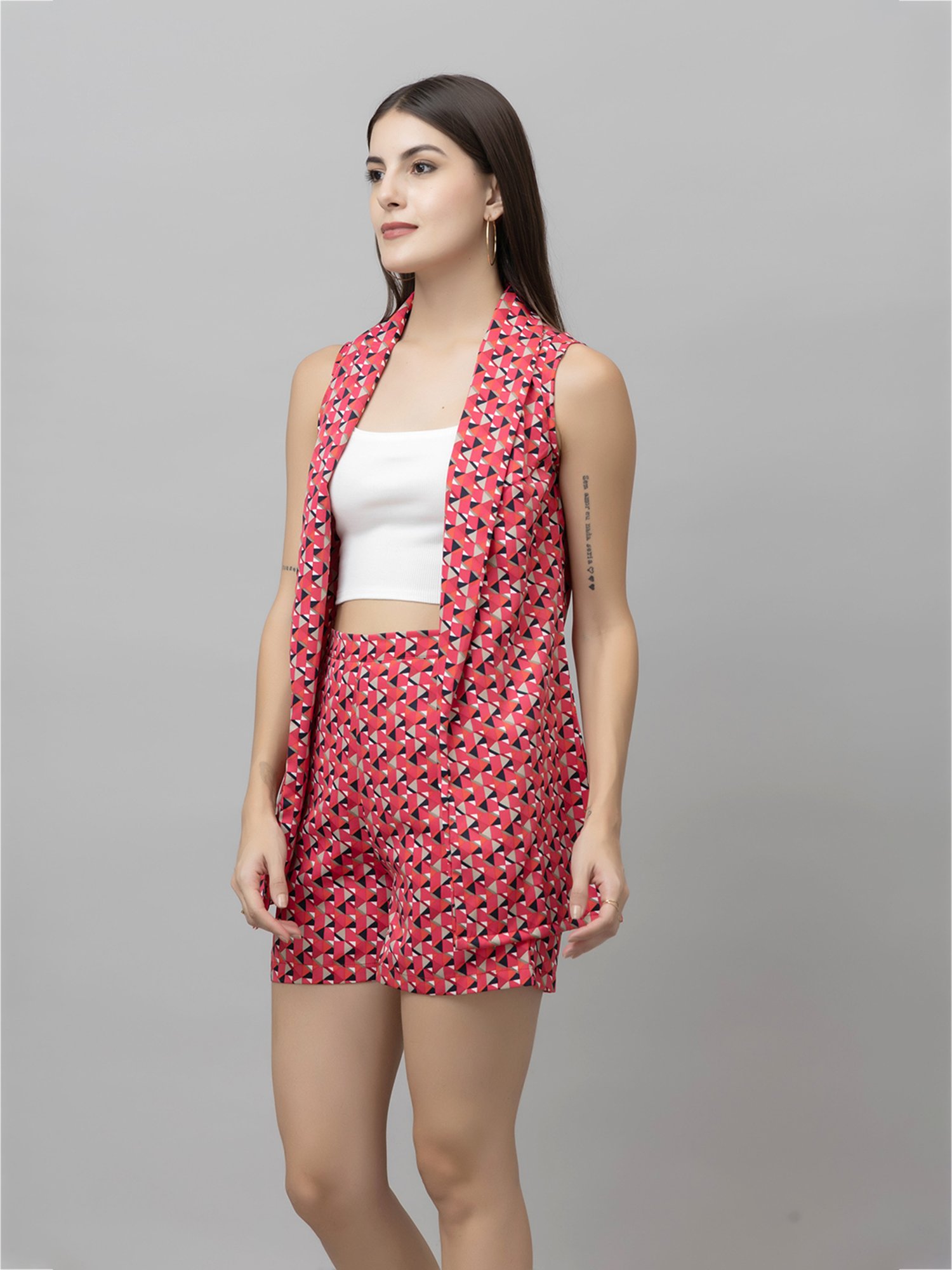 PURYS Pink & Black Printed Co-Ord Set