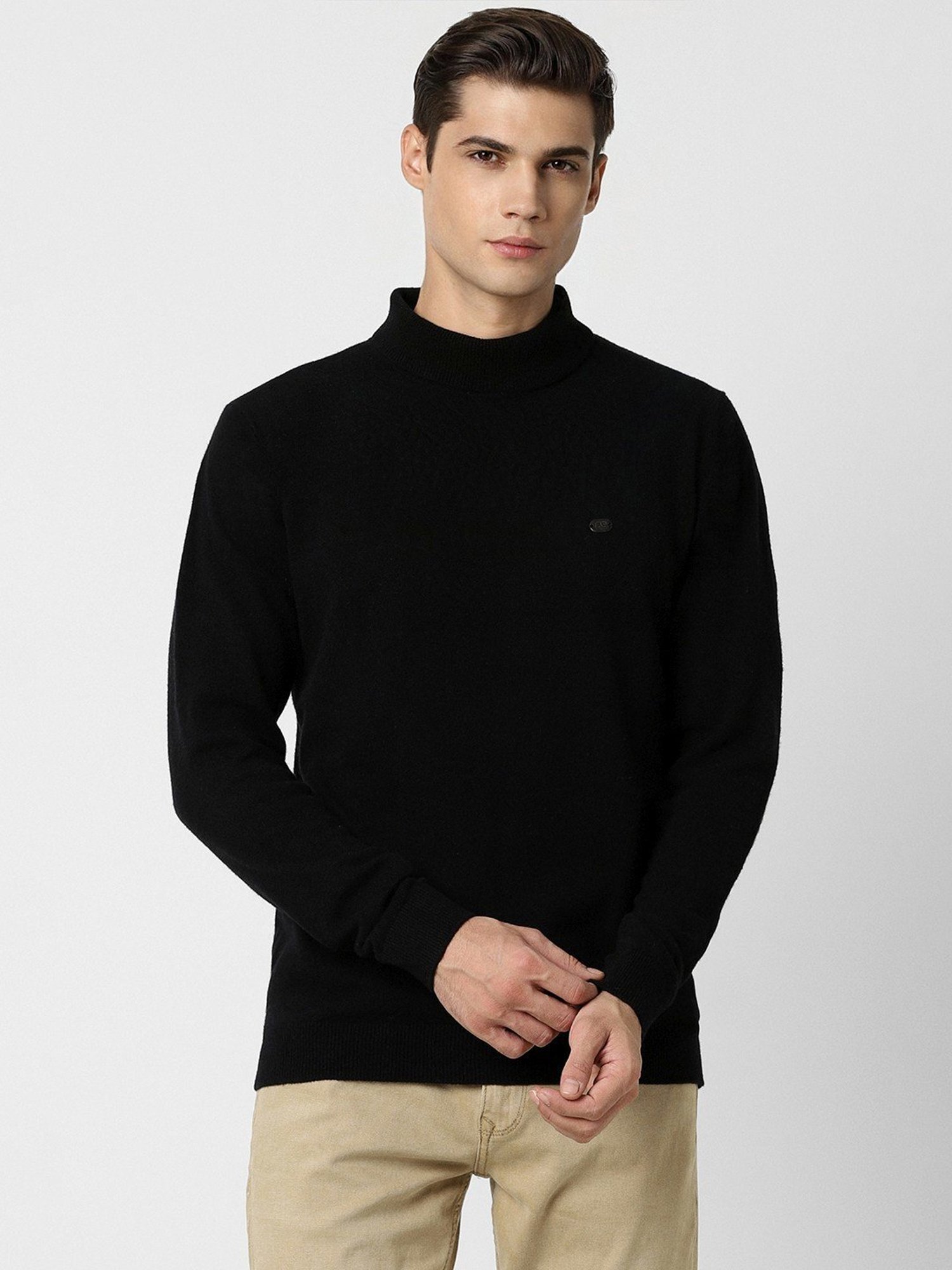 Peter England Black Regular Fit Sweater