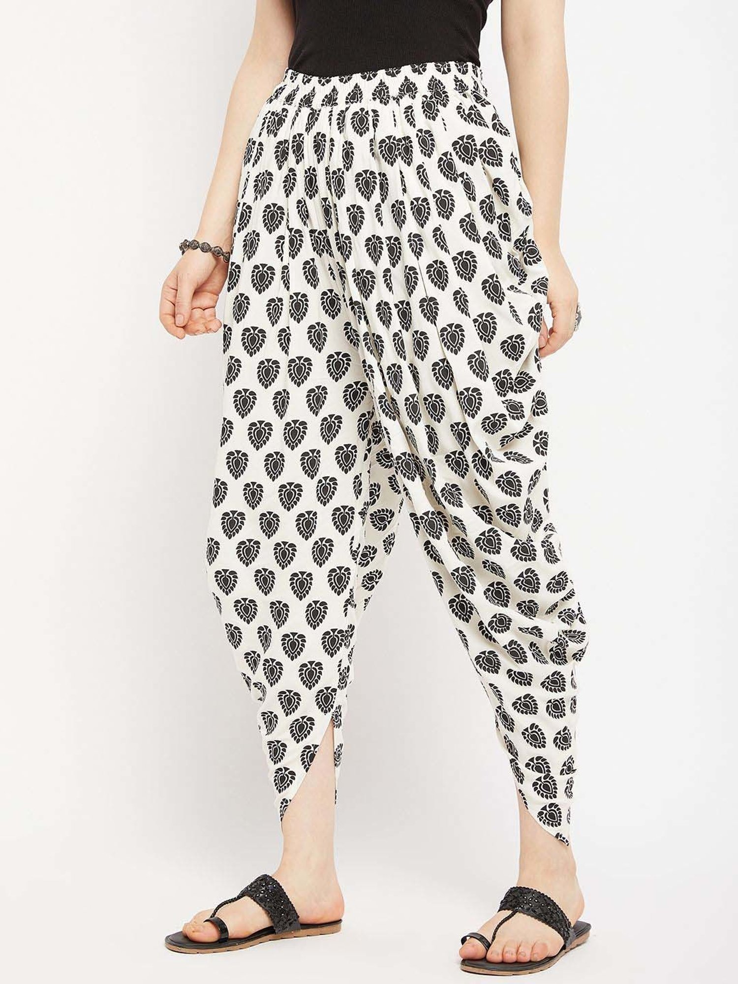 Castle Off-White Printed Dhoti Pants