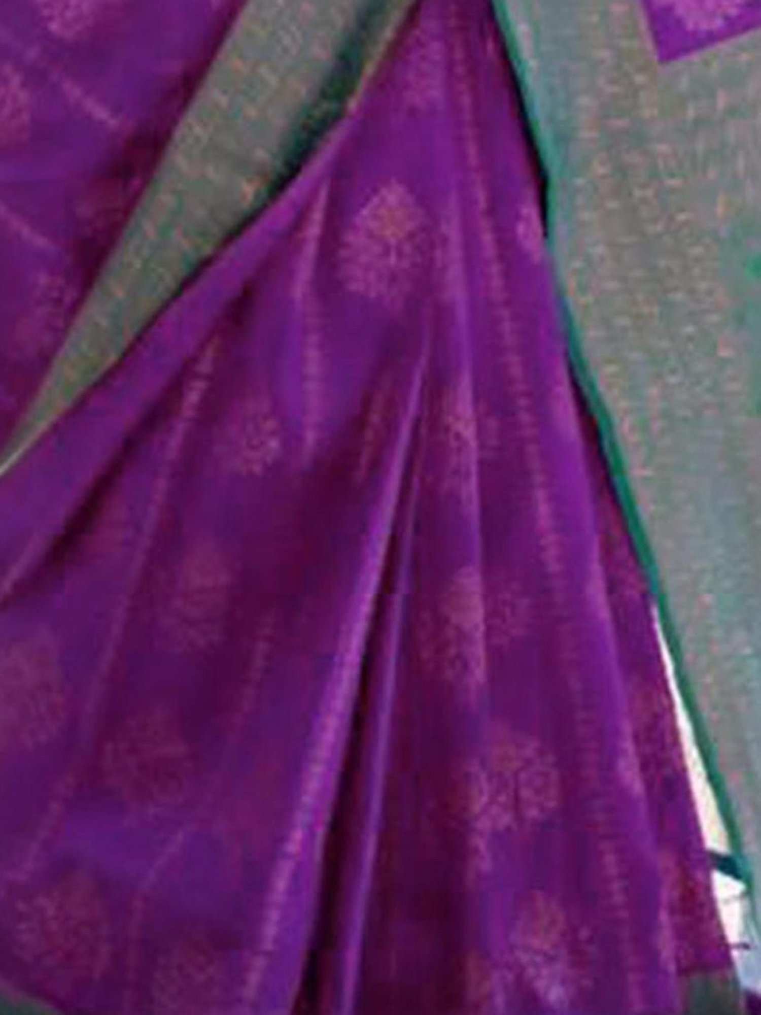 Satrani Purple & Rama Green Woven Saree With Unstitched Blouse