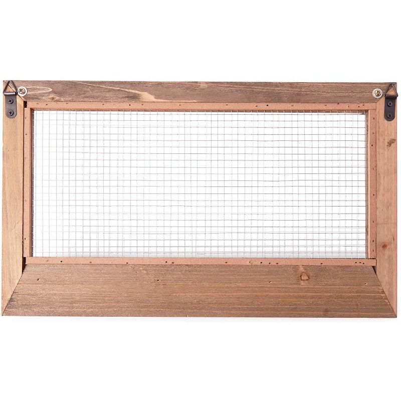 Farmlyn Creek Wooden Hanging Jewelry Organizer, Rustic Wall Display with Hooks (15.75 x 9.3 x 2.75 In)