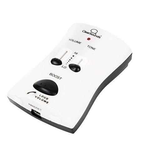 clearsounds wil95 portable telephone amplifier with volume control and modular connector phone compatibility  white
