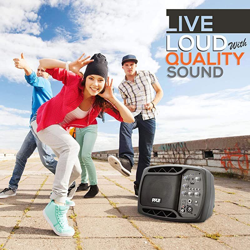 Portable Bluetooth PA Speaker System 2Way Full Range Stereo Sound 120V200W Max Power Output Class D Type Amp 5quot Subwoofer w 16GB USB Flash Support Includes Wired Microphone  PPMNSP52