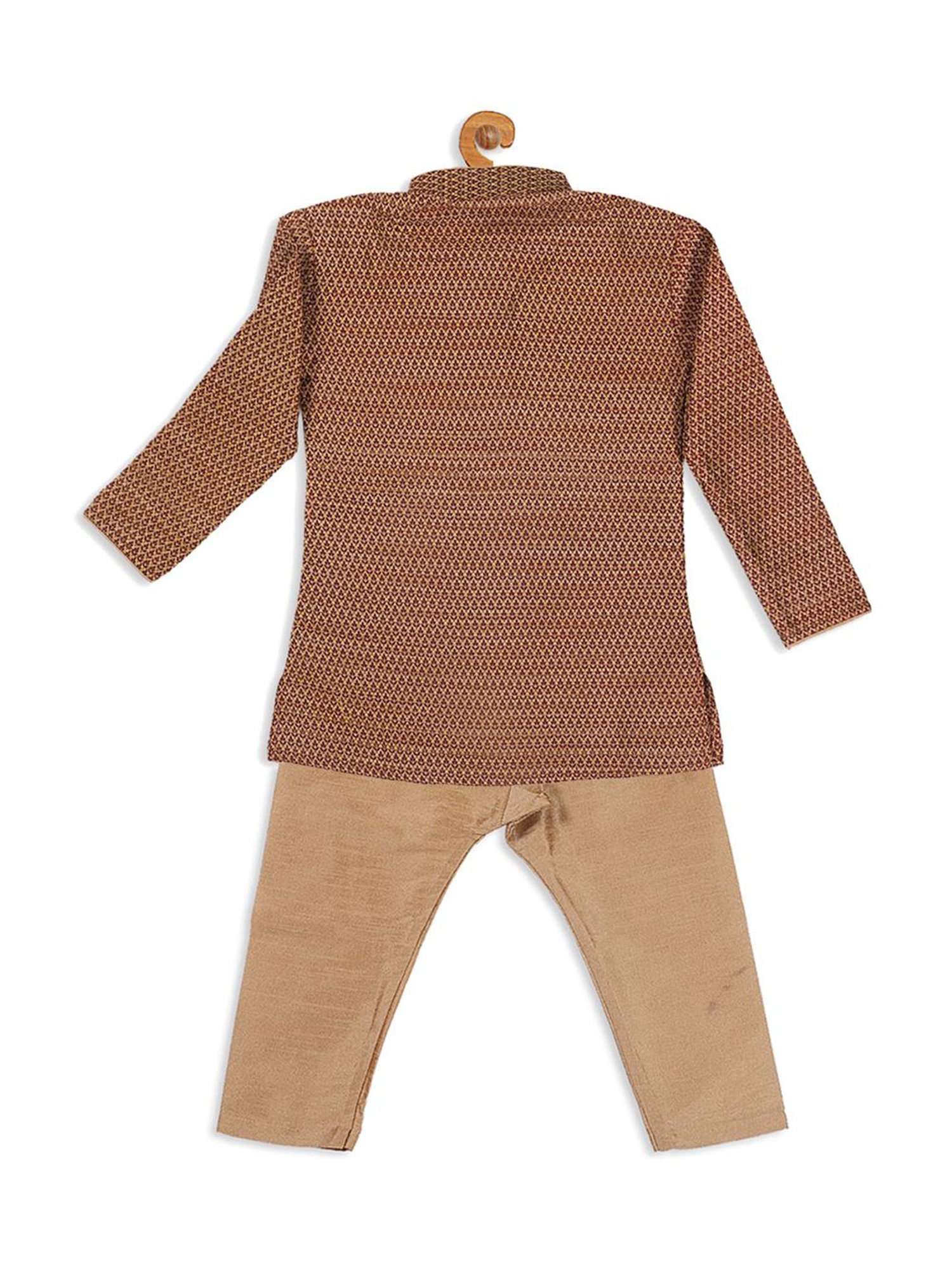 VASTRAMAY Kids Pink & White Floral Print Kurta Set