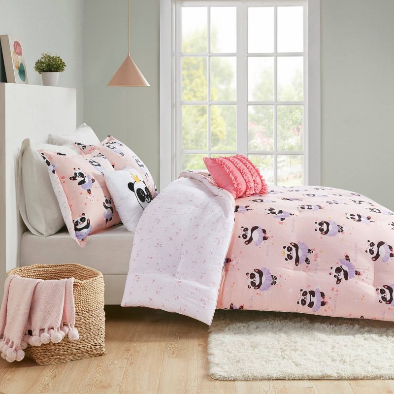 Full/Queen Patty Ballerina Panda Cotton Comforter Set Pink