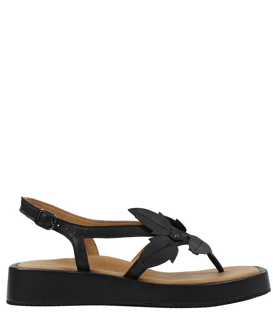 L'Amour Des Pieds Avaline Leather Thong Platform Wedge Sandals