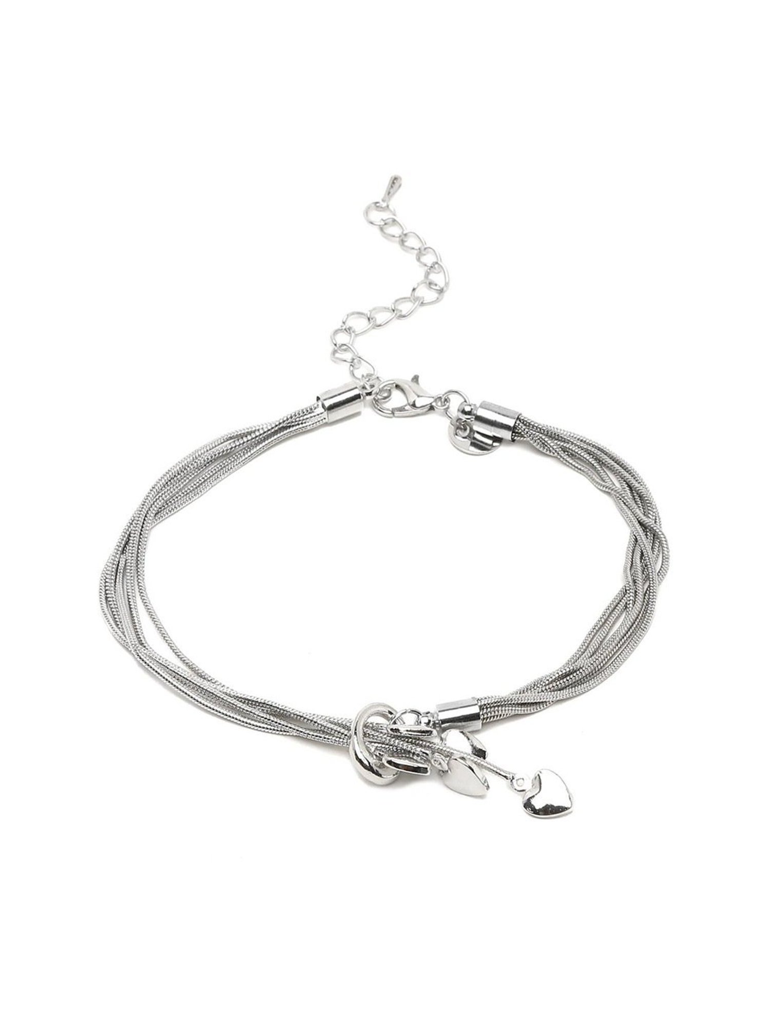 YouBella Women Silver-Toned Silver-Plated Charms Bracelet - Set of 2