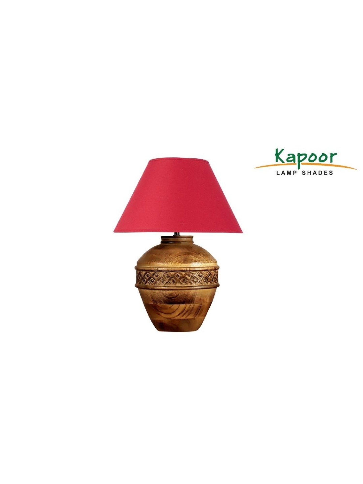 Kapoor Lamp Shades Brown & Red Wood Cromwell Large Carved Table Lamp