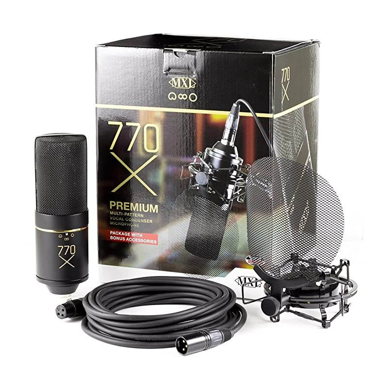 Multi-Pattern Condenser Microphone, XLR Connector, Black &amp Gold (770X)
