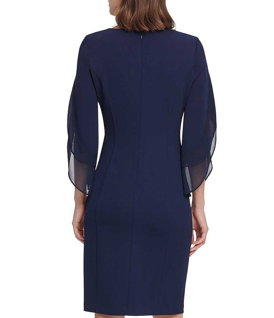 DKNY Tulip Sleeve Stretch Scuba Crepe Shift Dress