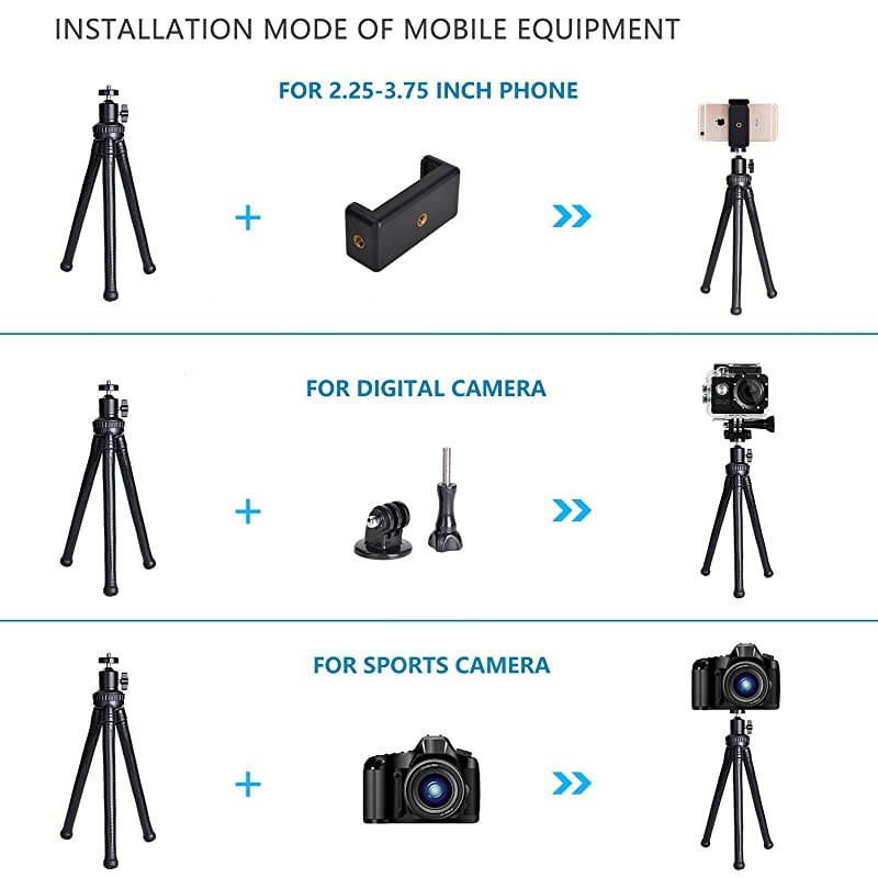 Tripod,Portable and Flexible Tripod Stand with Wireless Remote and Cell Tripod,Compatible with i/Android ,Camera,Sports Camera GoPro