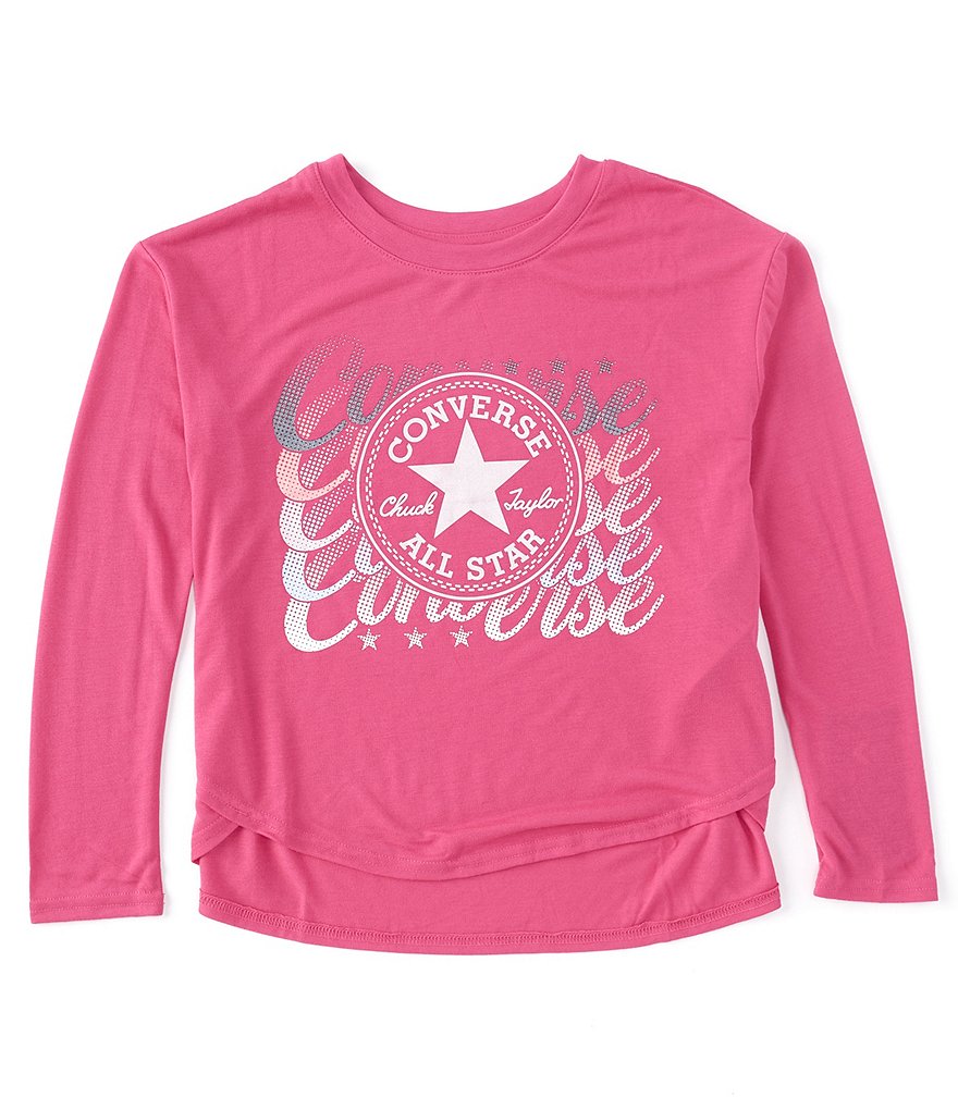 Converse Big Girls 7-16 Long-Sleeve Graphic Dolman Knit Top