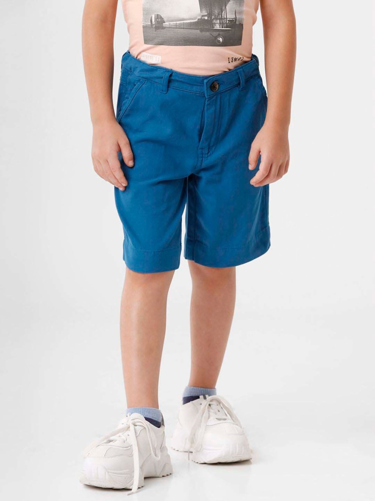 Kate & Oscar Kids Teal Blue Cotton Regular Fit Shorts