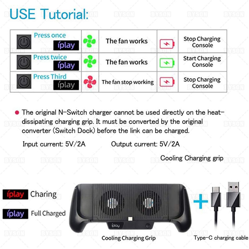 6000mAh Battery Charger Case for Nintendo Switch/Switch Lite, Portable Charger Shell Protective Case Stretchable Grip, Double Cooling Fans, Quick Charging Cooling Controller with Kickstand (Black)