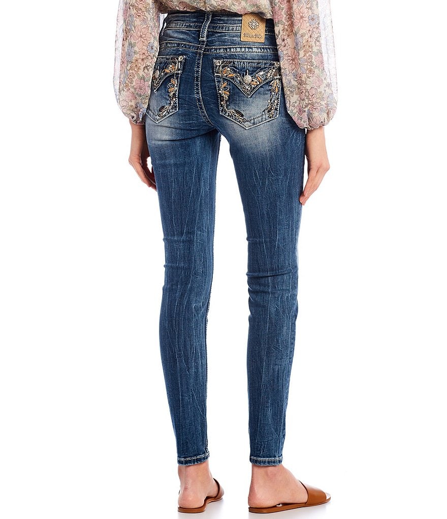 Miss Me Hailey Flower Border Flap Pocket Skinny Jeans