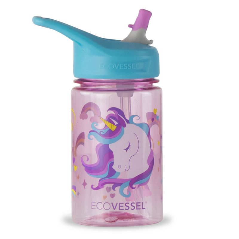 EcoVessel 12oz BPA-Free Reusable Plastic Kids' Water Bottle with Straw - Unicorn