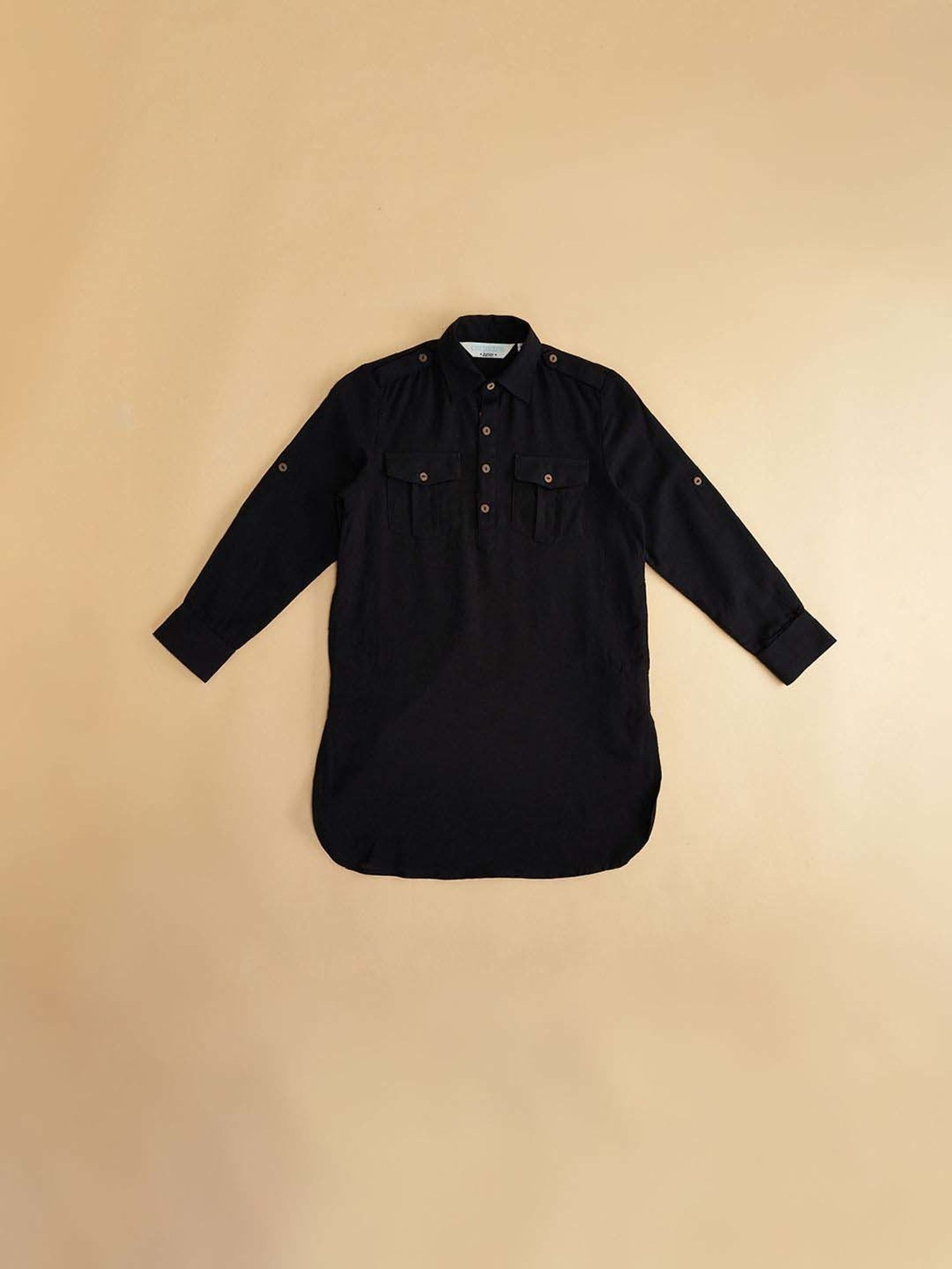 Indus Route by Pantaloons Kids Black Cotton Regular Fit Full Sleeves Kurta