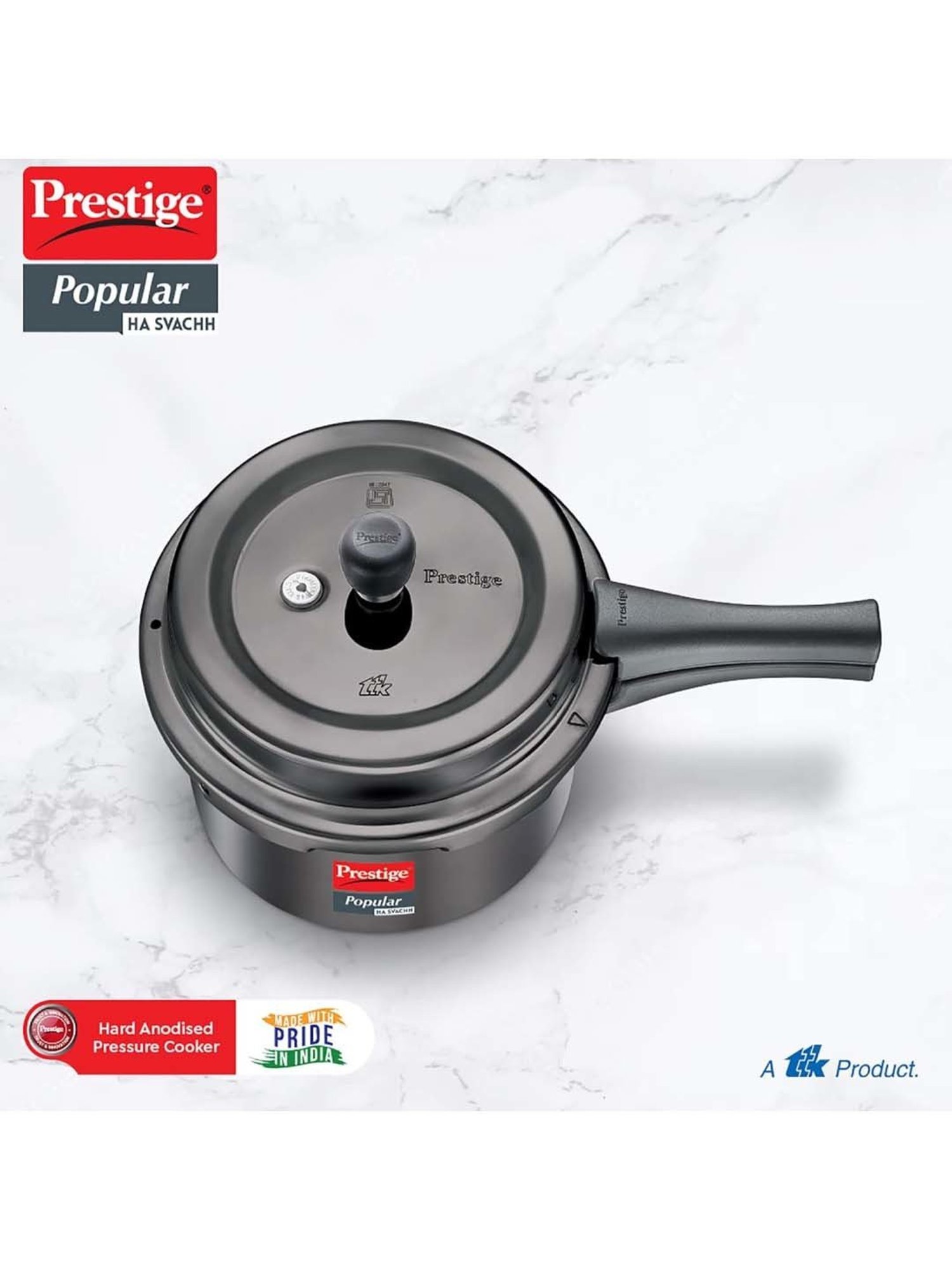 Prestige Black Hard Anodised Popular Svachh Pressure Cooker (5 L)