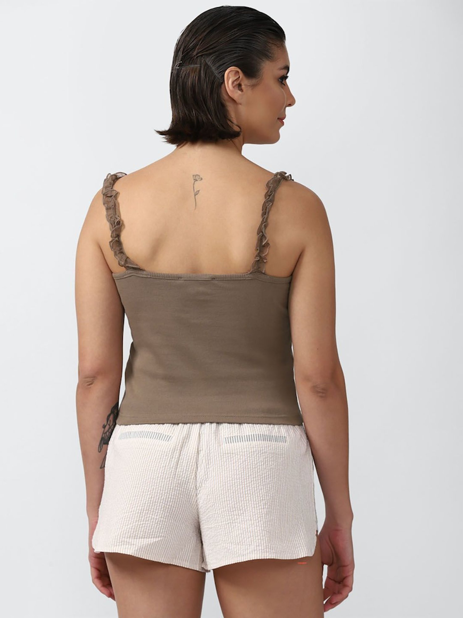 Forever 21 Brown Cotton Embellished Camisole