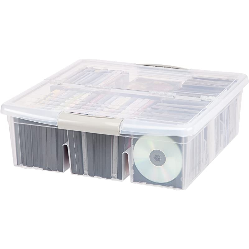 MCBLMB Large Divided Media Storage Box Clear