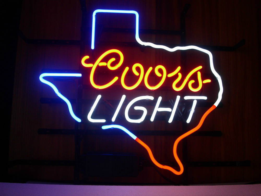 Fashion Neon Sign  COORS LIGHT TEXAS Handcrafted Real Glass Lamp Neon Light Neon Sign Beerbar Sign Neon Beer Sign 19x15