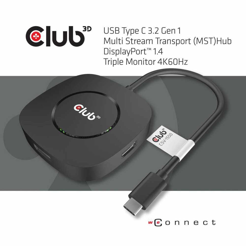 Club 3d - CSV-1550 - Club 3D CSV-1550 Signal Splitter - 3840 2160 - DisplayPort - USB