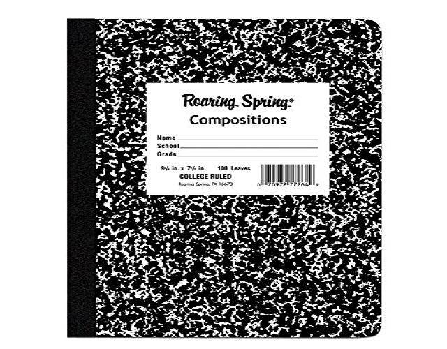 Roaring Spring Composition Book College Ruled 100 Sh 9-3/4"x7-1/2" BK Cvr 77264