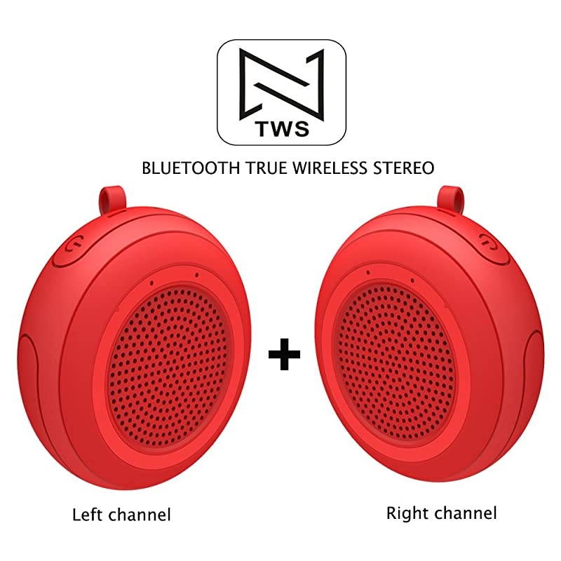 IPX7 Waterproof Outdoor Bluetooth Speaker Swimming Pool Floating Portable Mini Speakers Wireless 5W with Microphone amp TWS for Beach Bathroom Home Shower Red