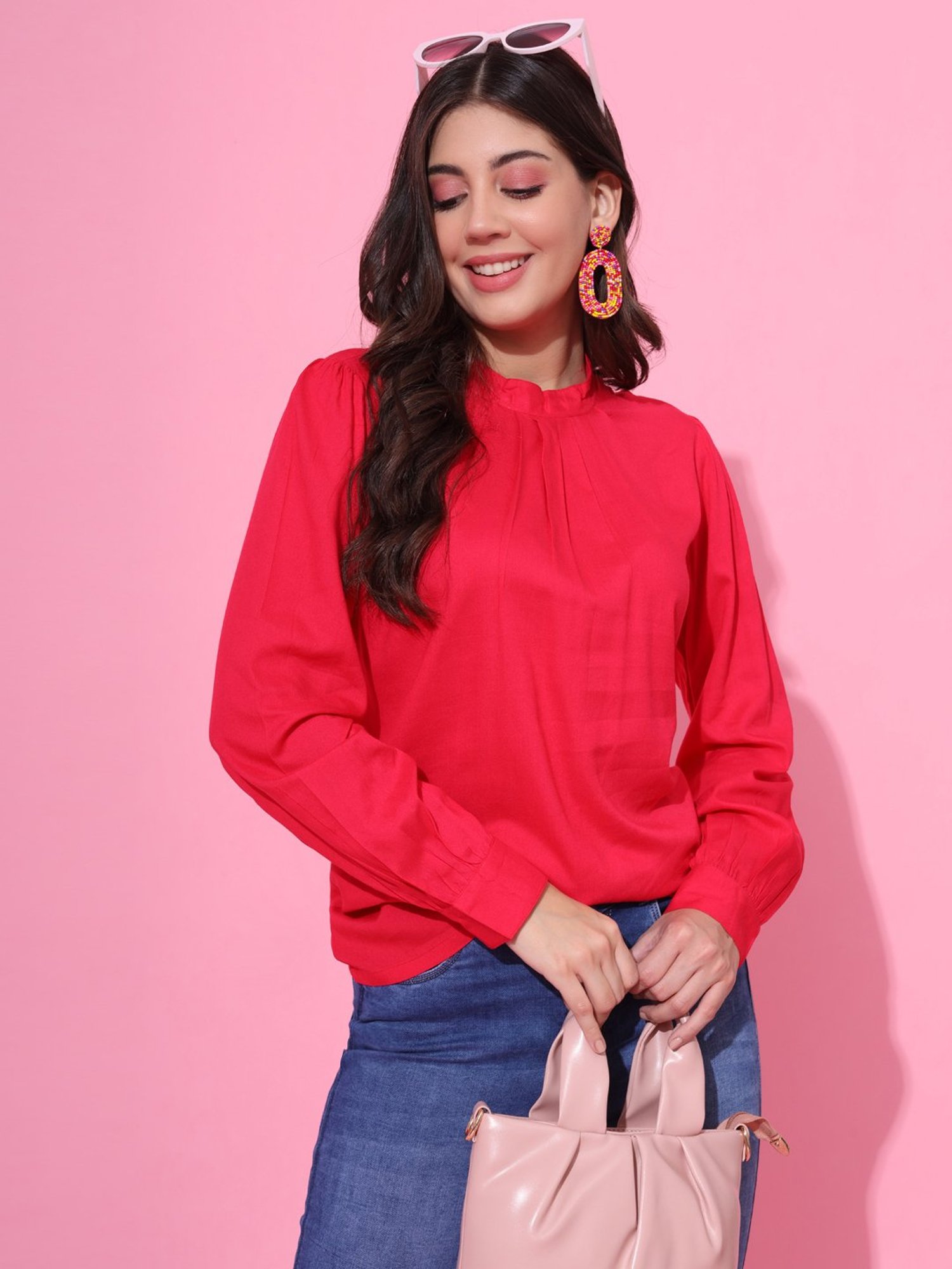 DECKEDUP Magenta Slim Fit Top