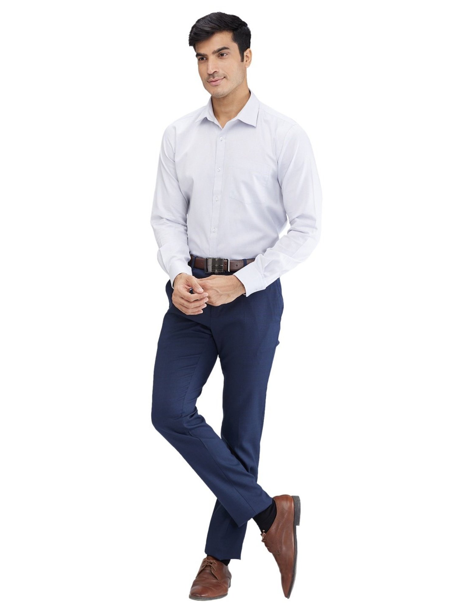 Raymond Blue Slim Fit Checks Trousers