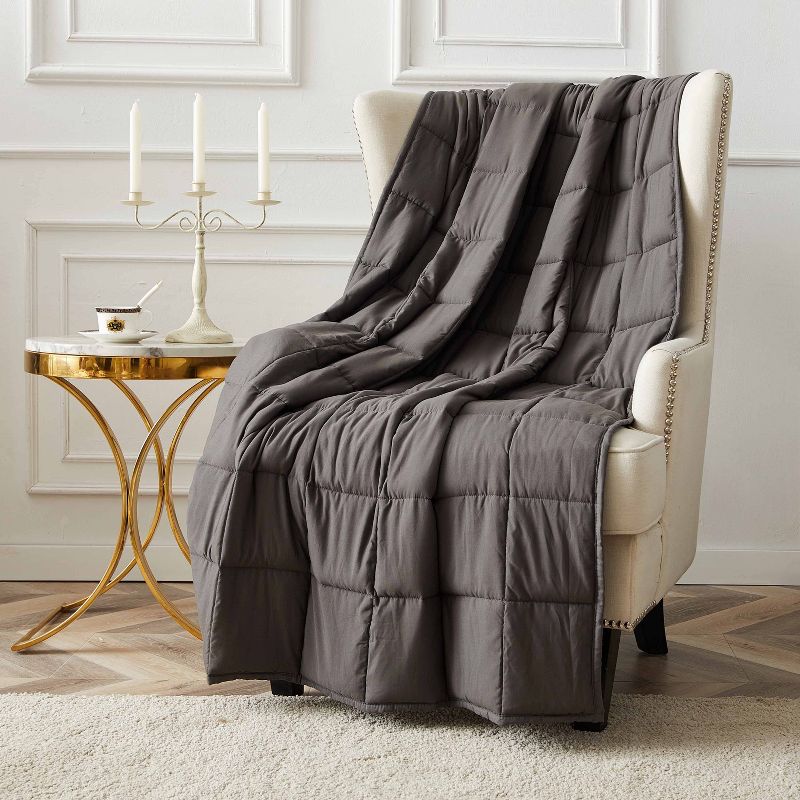 48" x 72" 12lbs Solid Microfiber Weighted Blanket Gray - Pur Serenity