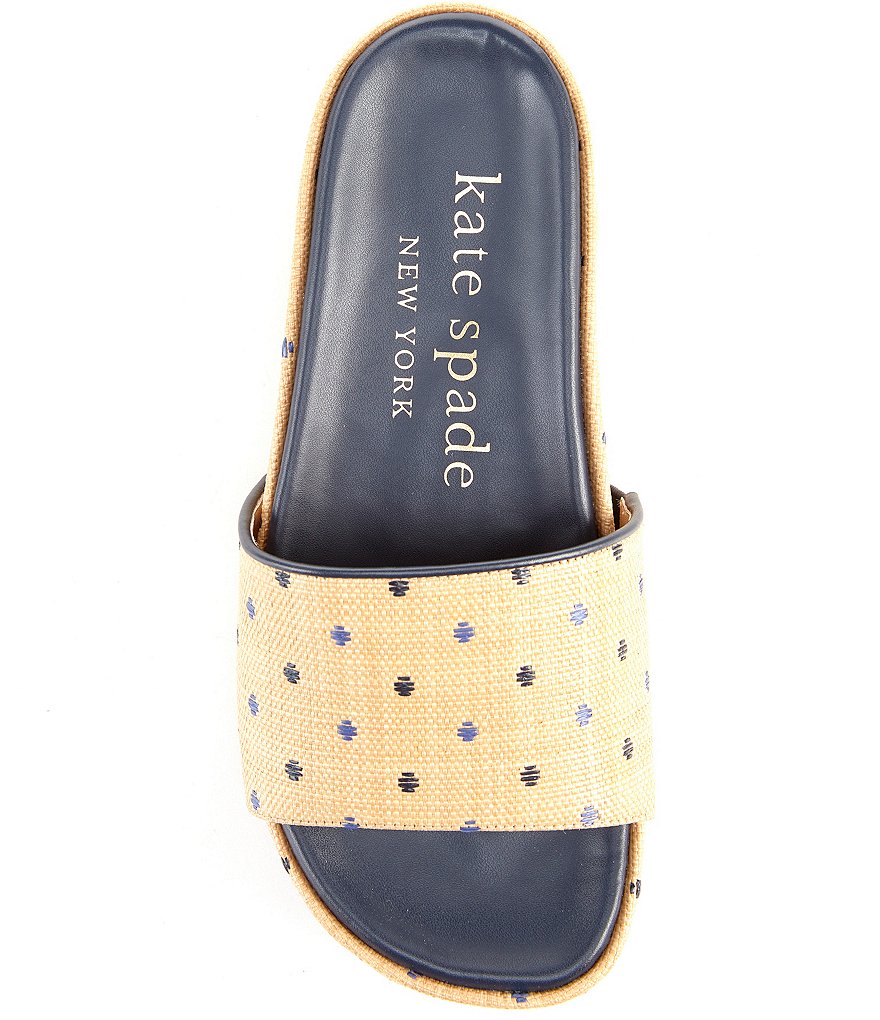 kate spade new york Breeze Dot Printed Raffia Wedge Slides