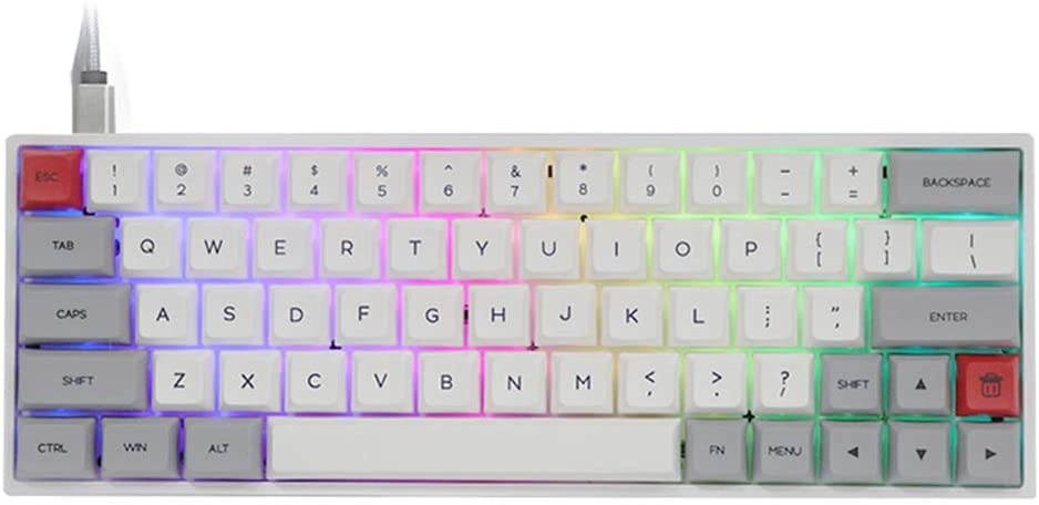 EPOMAKER GK64XS 60% RGB Hot Swappable Bluetooth Mechanical Keyboard with Split Spacebar, 1900mAh Battery, Fully Programmable for Gamers (Gateron Blue Switch, Grey White)