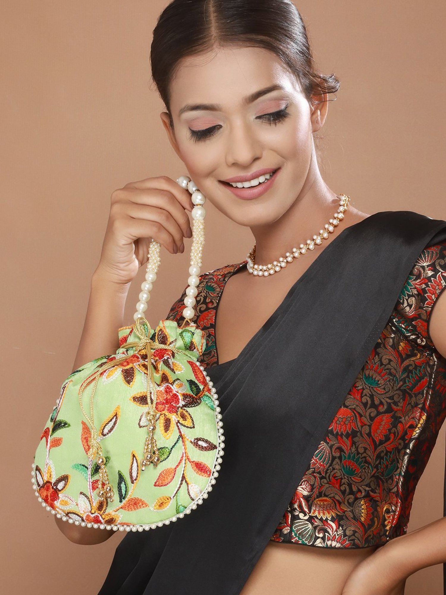 Aatmana Green Embroidered Small Potli