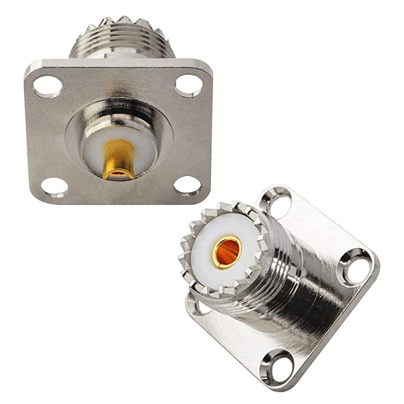 UHF Female SO239 4Hole Panel Chassis Mount Flange Panel Mount Adapter Solder Cup RF Coaxial Coax Connector Adapter for PL259 Male Plug Pack of 2