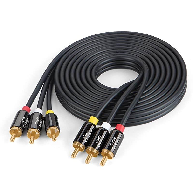 RCA Cable 6FT  3RCA to 3RCA Composite Video Audio AV Y Splitter Cable Compatible with SetTop Box Speaker Amplifier DVD Player 24K Gold Plated Connector