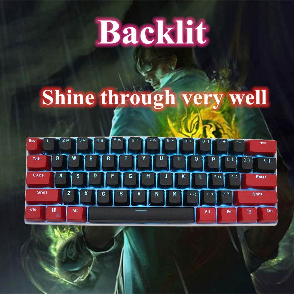 CUUWE 61 PBT Keycaps for 60 Percent Keyboard, Backlit Keycap Set for Mechanical Gaming Keyboard OEM Profile Keycaps with Key Puller for Cherry MX Switches GH60/RK61/GK61/Annie pro 2