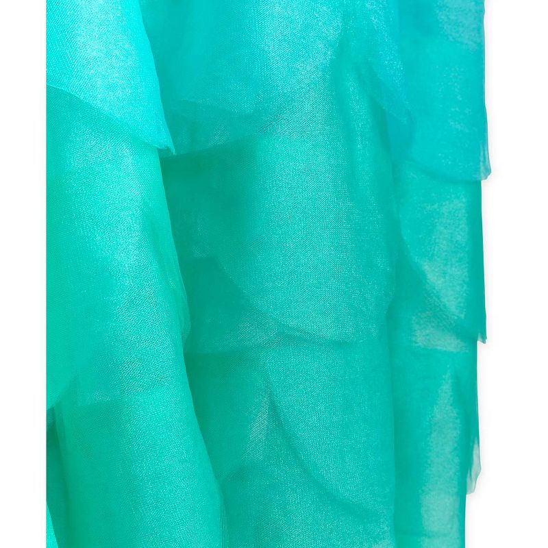 HearthSong Mermaid Blue Scalloped Gauze Canopy with LED Lights and Decorative Appliqu'e Shells and Starfish