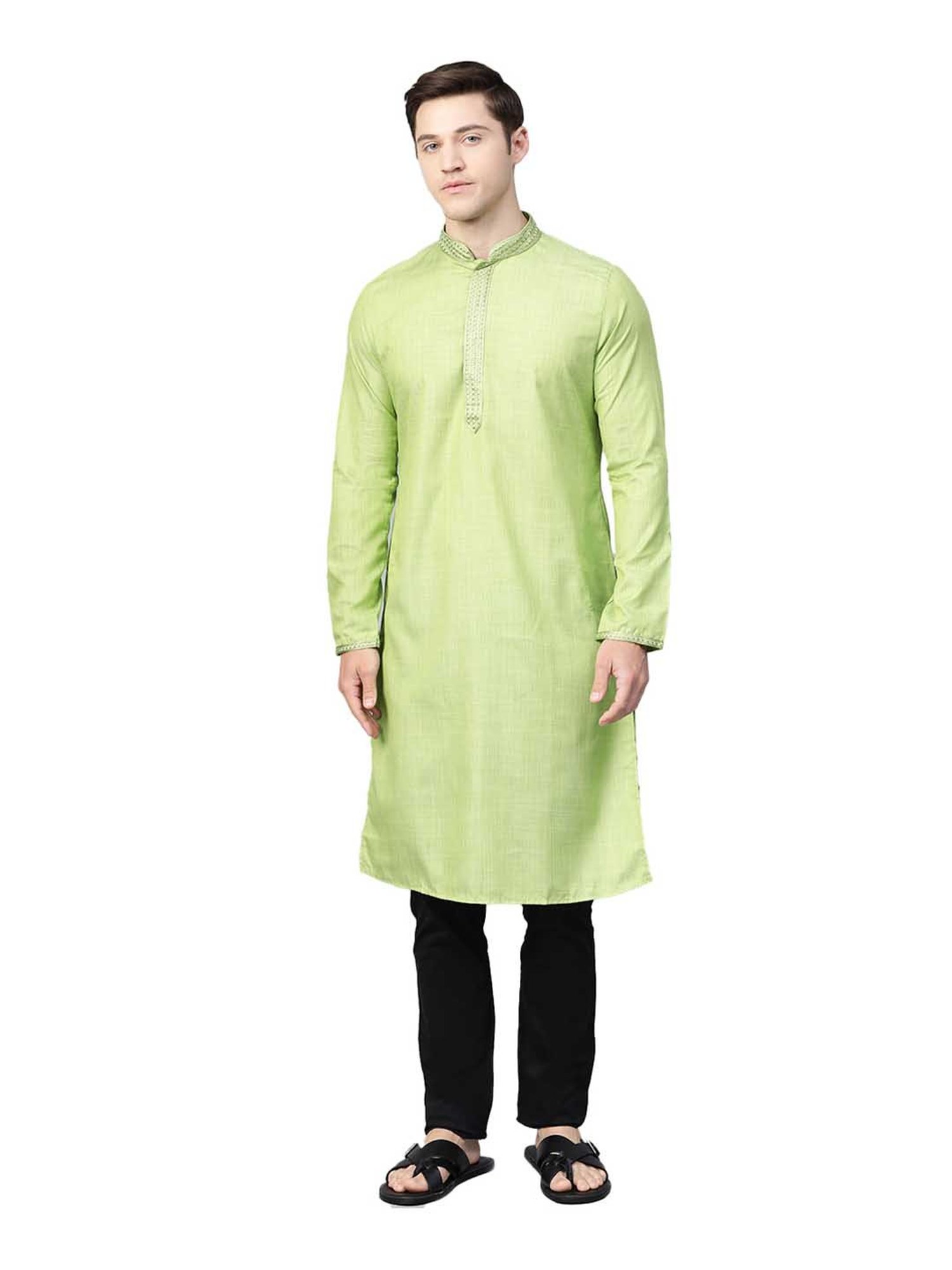 Manthan Pistachio Full Sleeves Solid Kurta