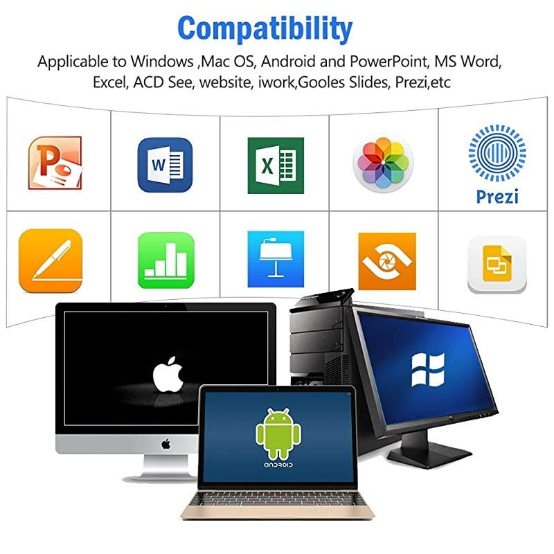 for Bluetooth Powerpoint Presentation Clicker RF 24GHz PPT Wireless Presenter Presentation Remote Powerpoint Clicker Remote for MacWindowsKeynoteComputer Not for iPad