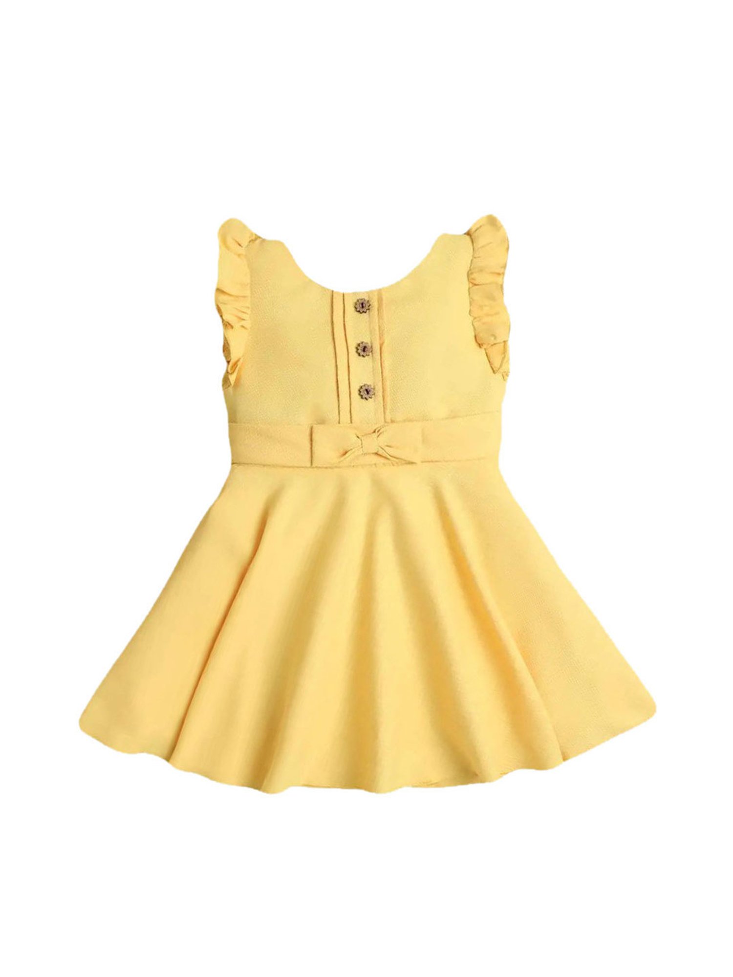 The Magic Wand Kids Yellow Solid Dress