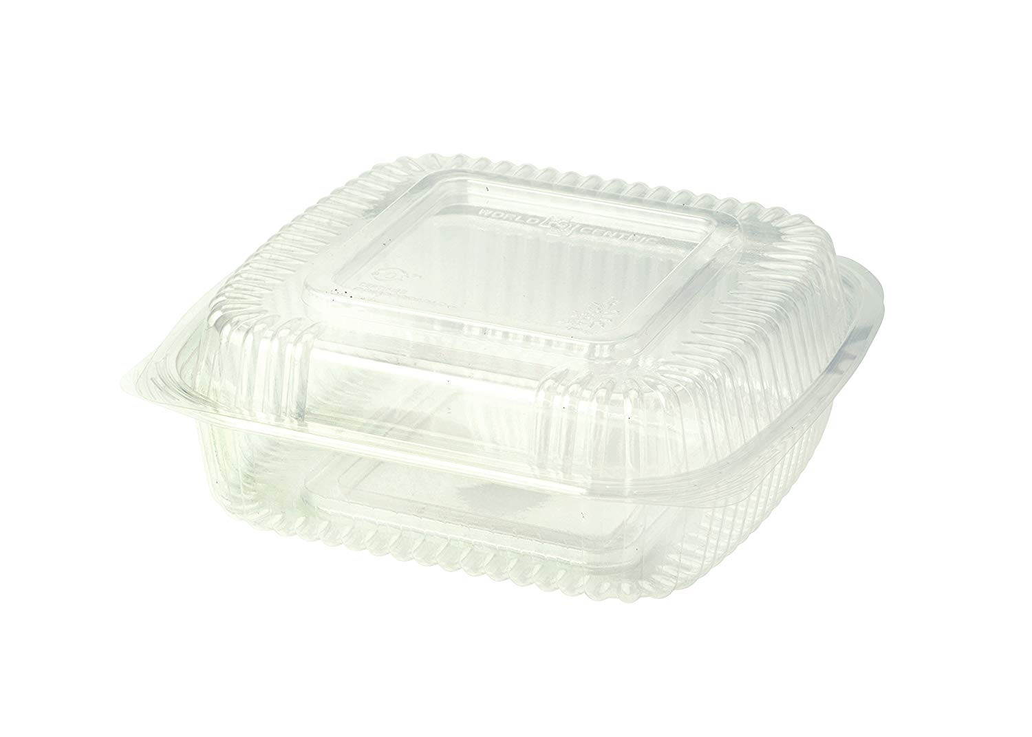 KL-CS-8 Compostable Hinged Ingeo Clamshell, 8" x 8" x 3", Clear (Pack of 250)