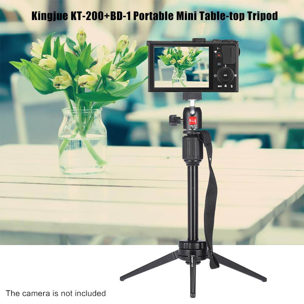 KINGJOY KT-200+BD-1 Portable Table Tripod Aluminum Mini Tripod Flexible Camera Ball Head Stand