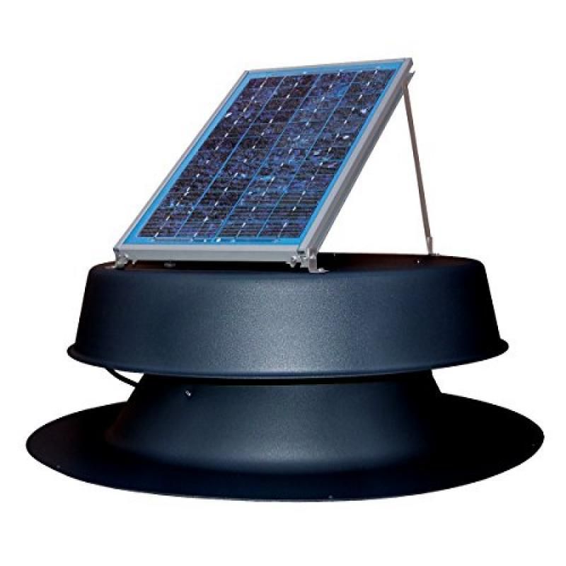 Natural Light Solar Attic Fan Vent Roof Mount, 12 Watt Black