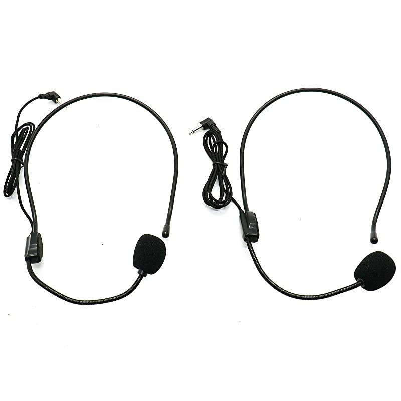 of 2 HeadMicrophone Flexible Wired Boom for Voice AmplifierTeachers Speakers Coaches Presentations Seniors and More Black