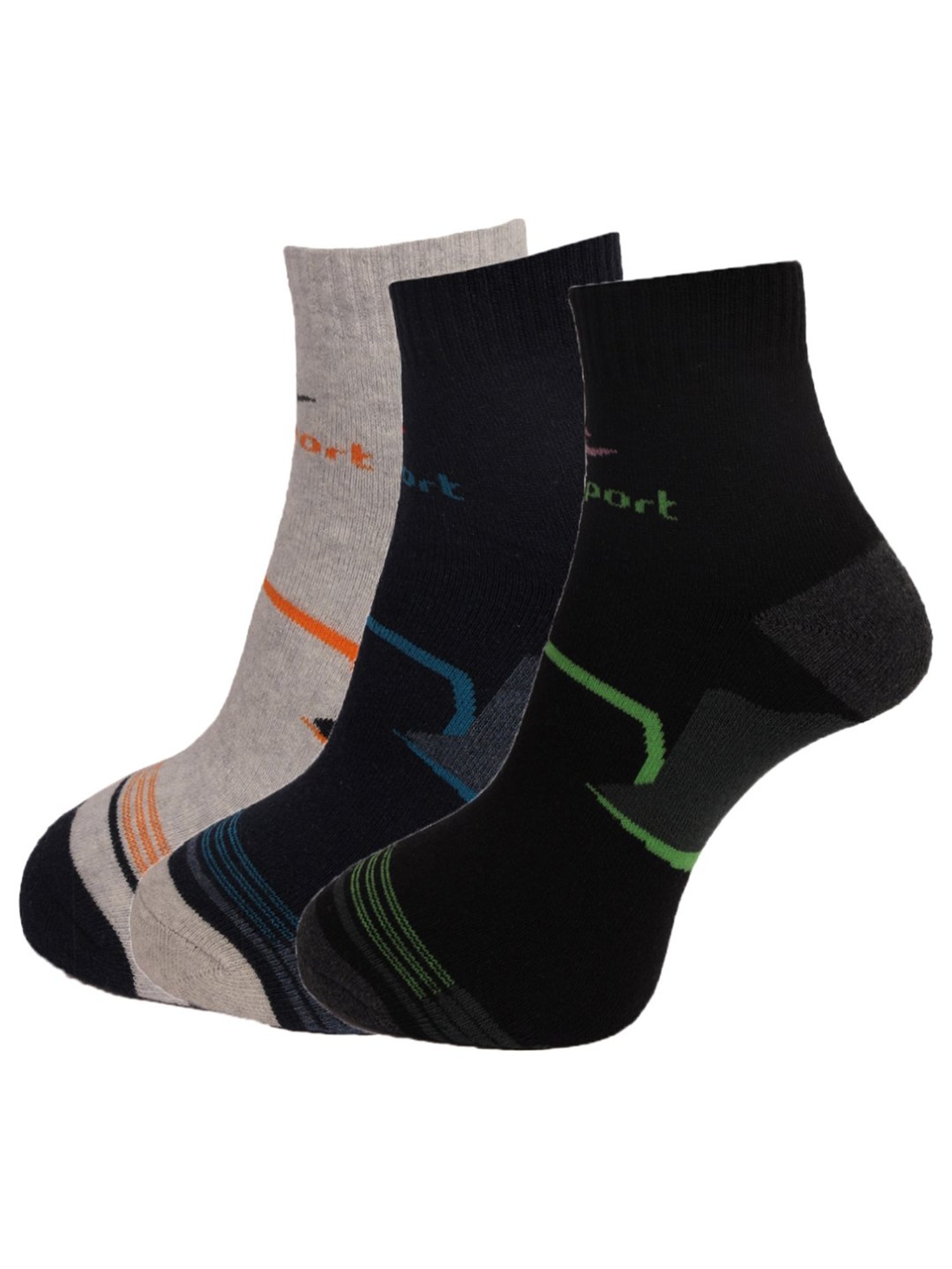 Jockey 7036 Light Grey Compact Terry Cotton Ankle Length Socks with Stay Fresh Treatment