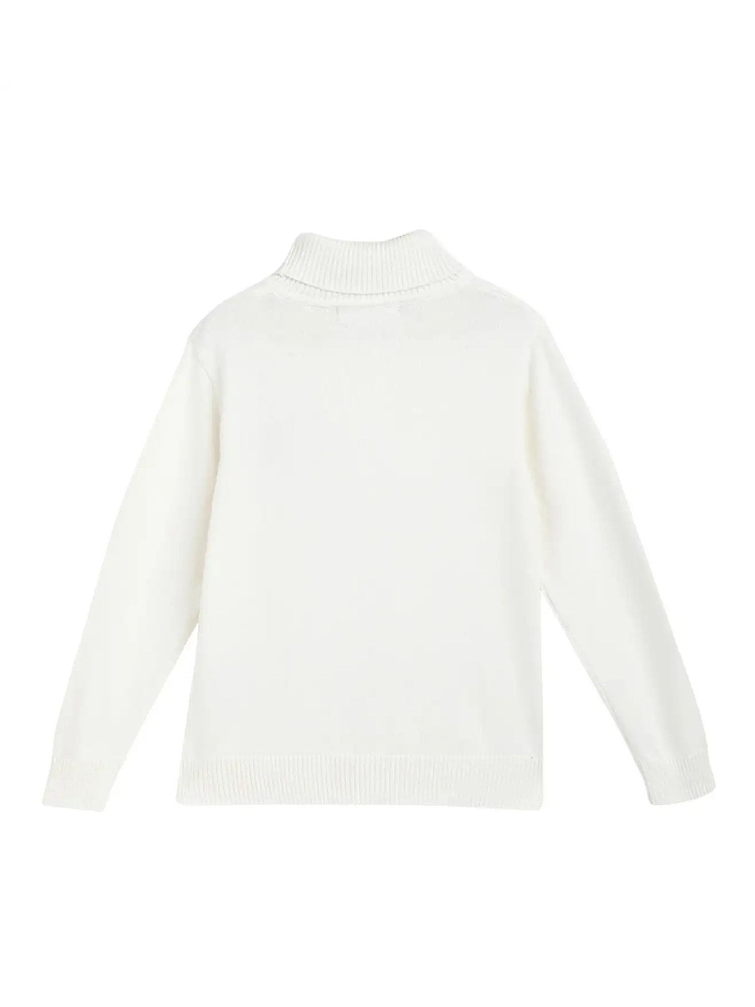 Blue Giraffe Kids Off White Solid Full Sleeves Sweater